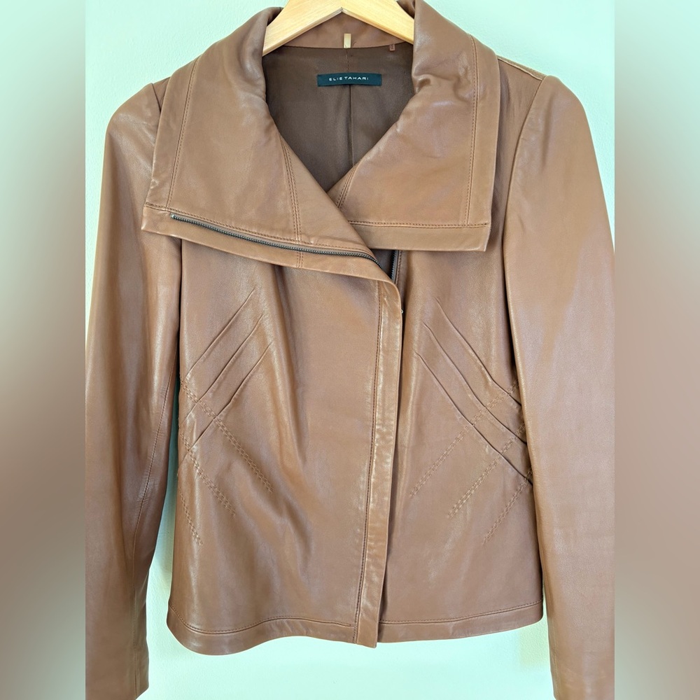 Elie Tahari Tan Leather Jacket